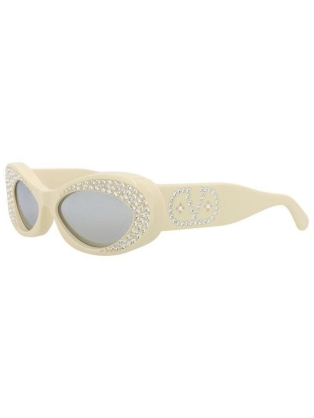 New Valentino Womens Round/Oval Ivory Ivory Silver Fashion Designer Sunglasses